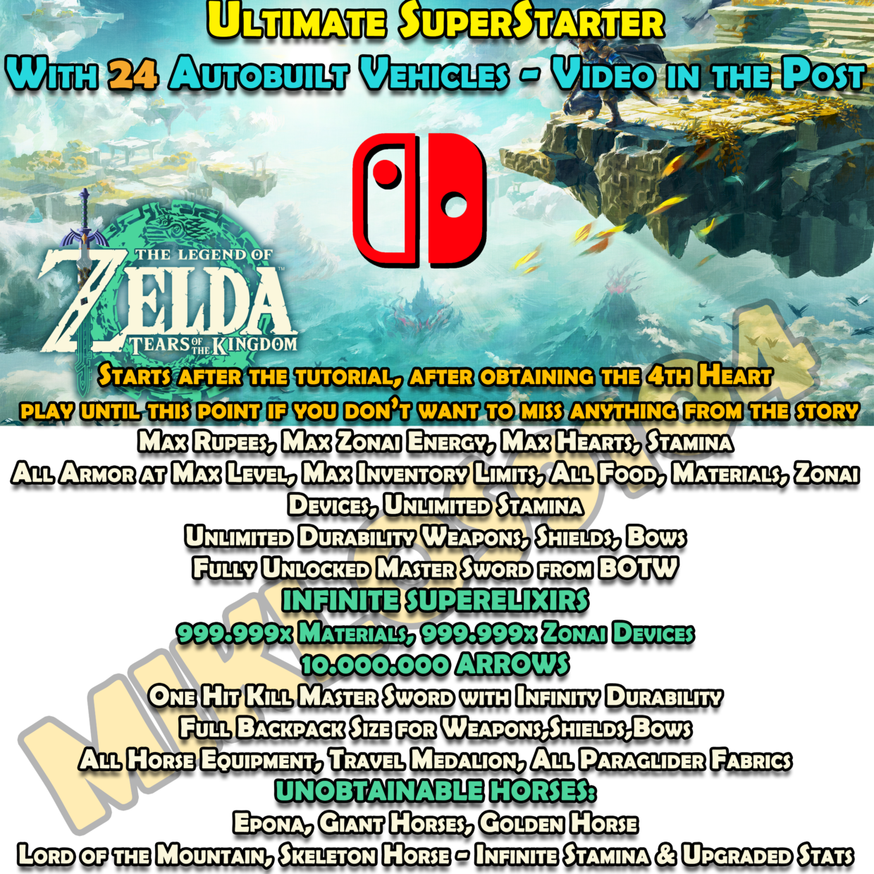 Tears of The Kingdom Nintendo Switch 2 Cheat 100 Superstarter save edit