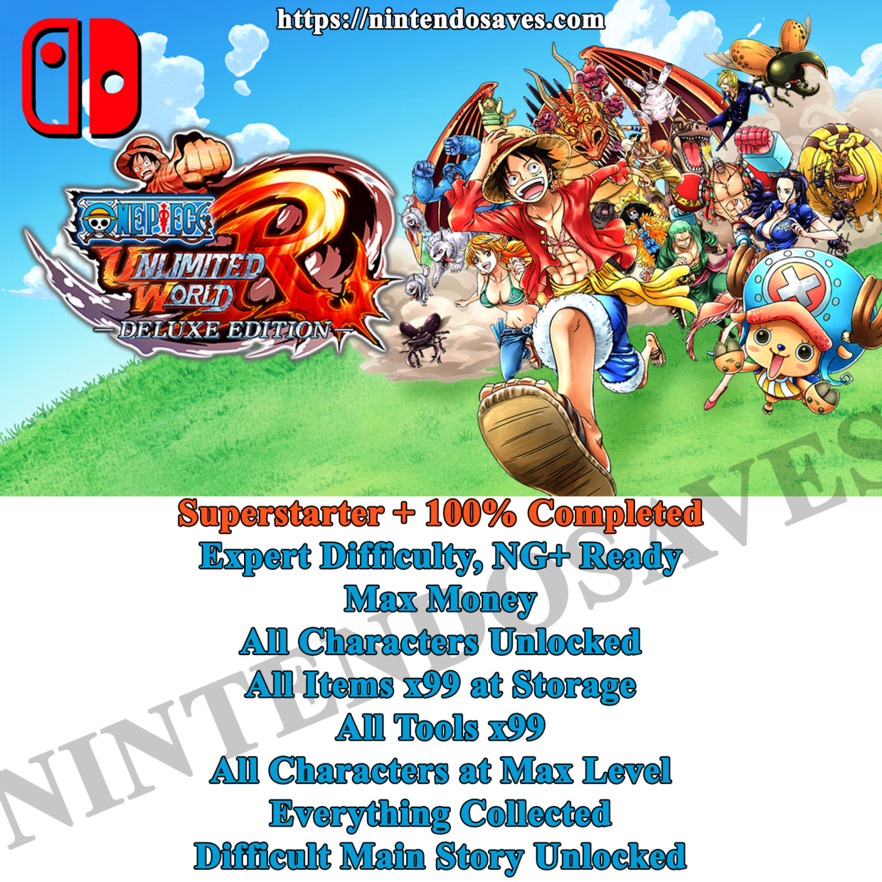 100 percent Save for nintendo one piece unlimited world red