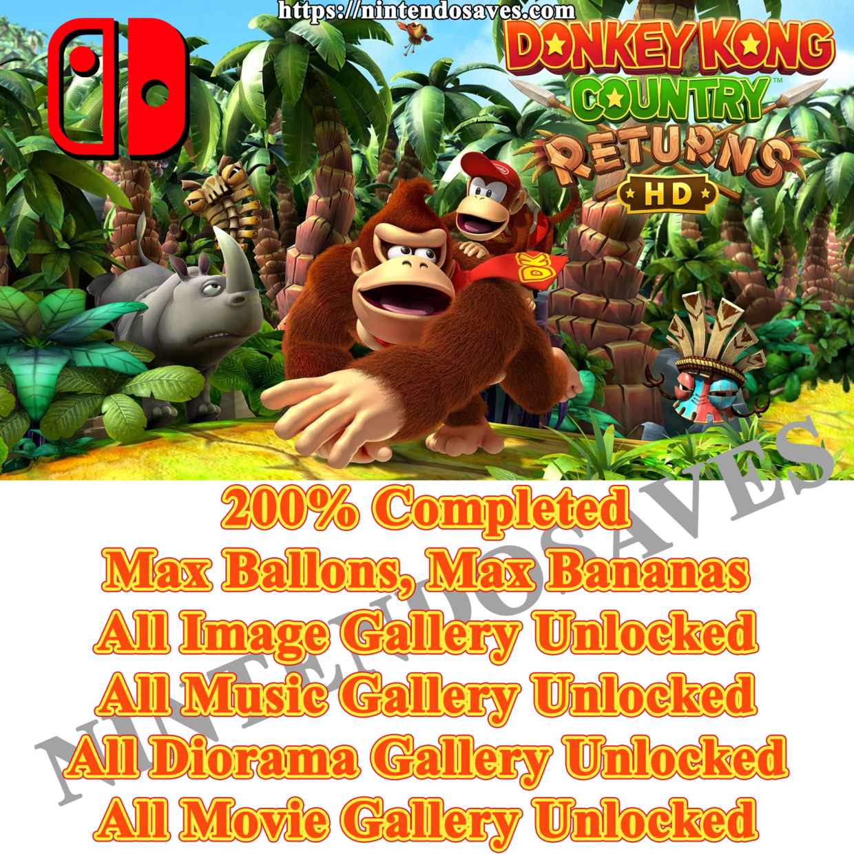 Donkey Kong Country Returns HD 200% Save