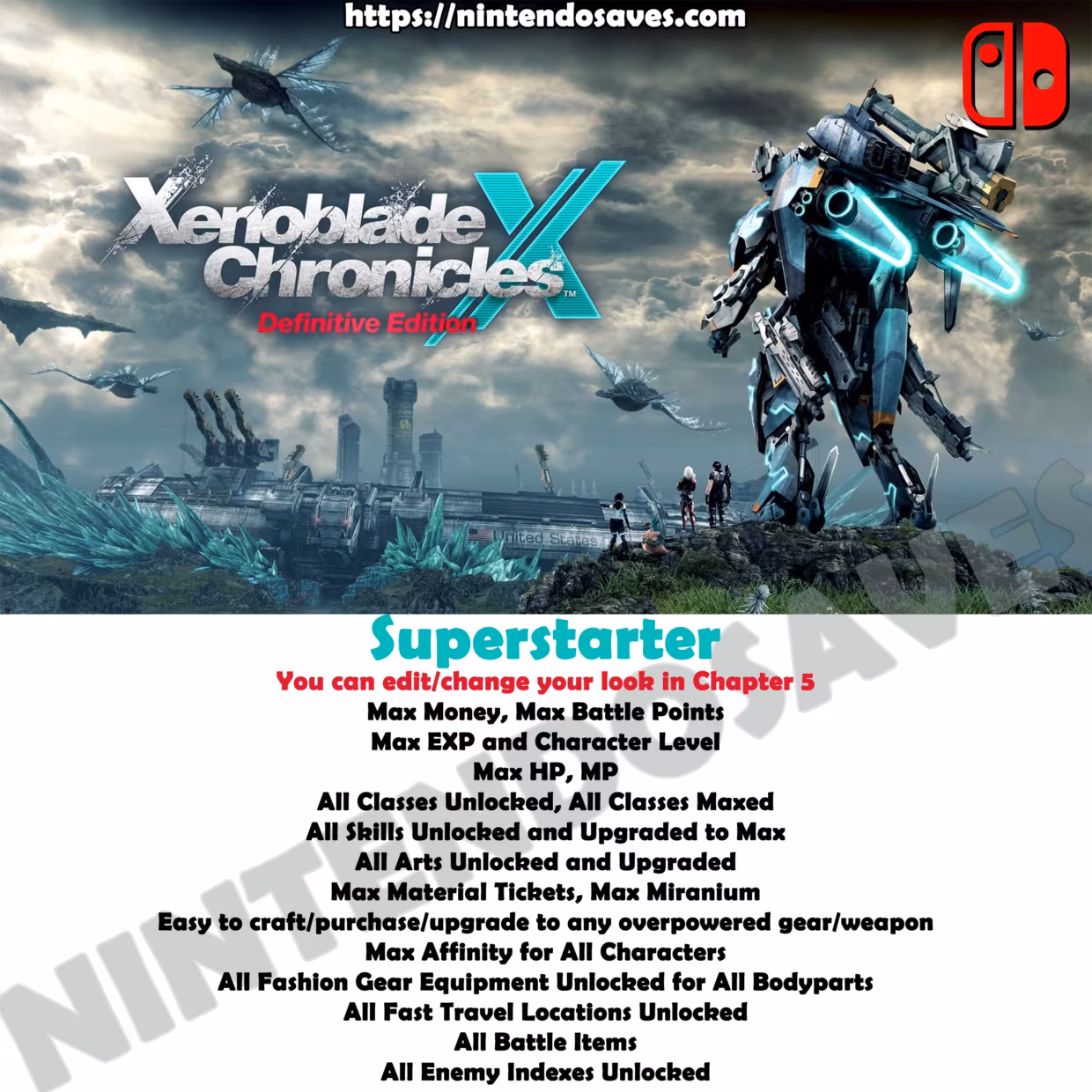 Xenoblade Chronicles X Save Editor Nintendo Switch Cheats