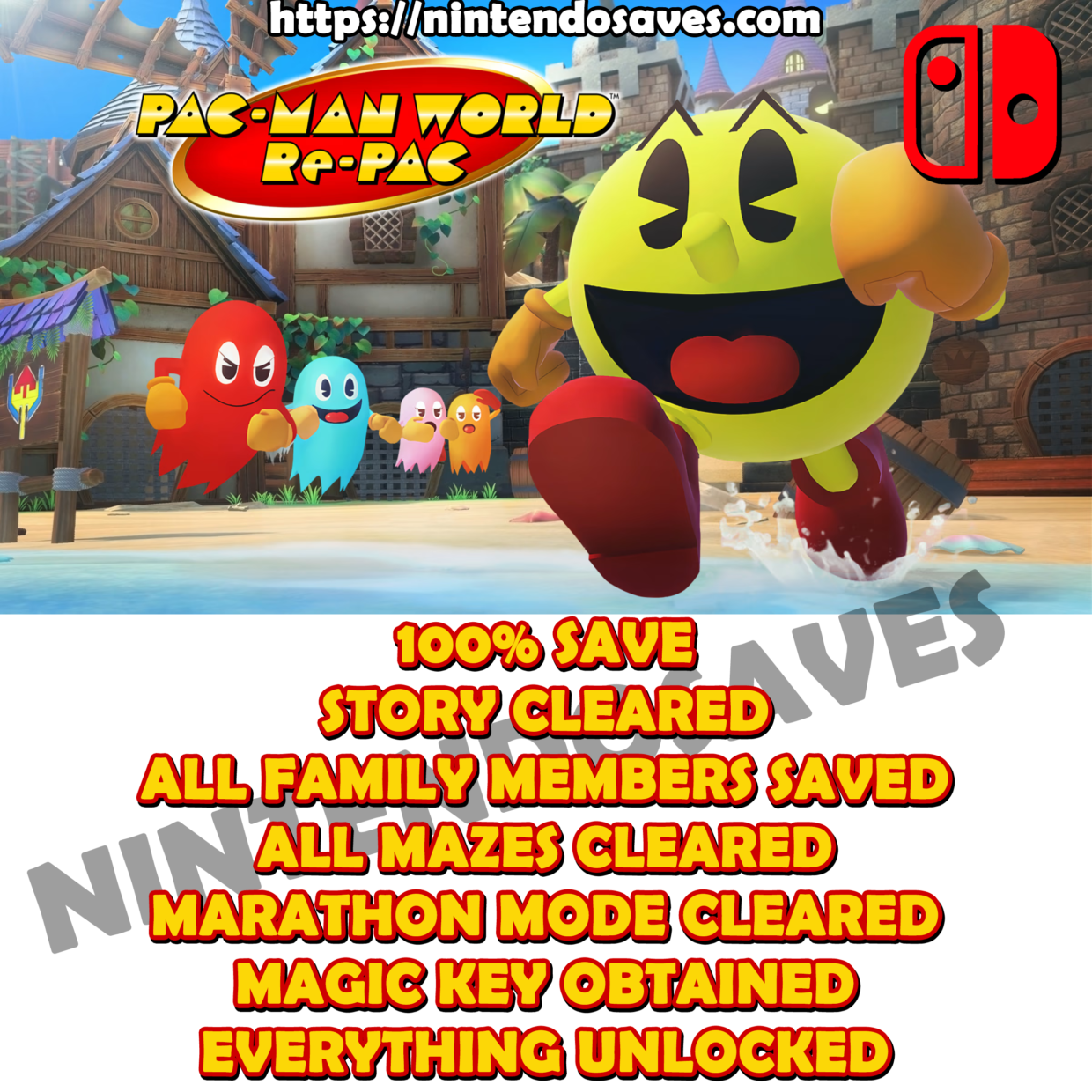 PAC-MAN WORLD Re-PAC Nintendo Switch 2 100 percent completed save cheats