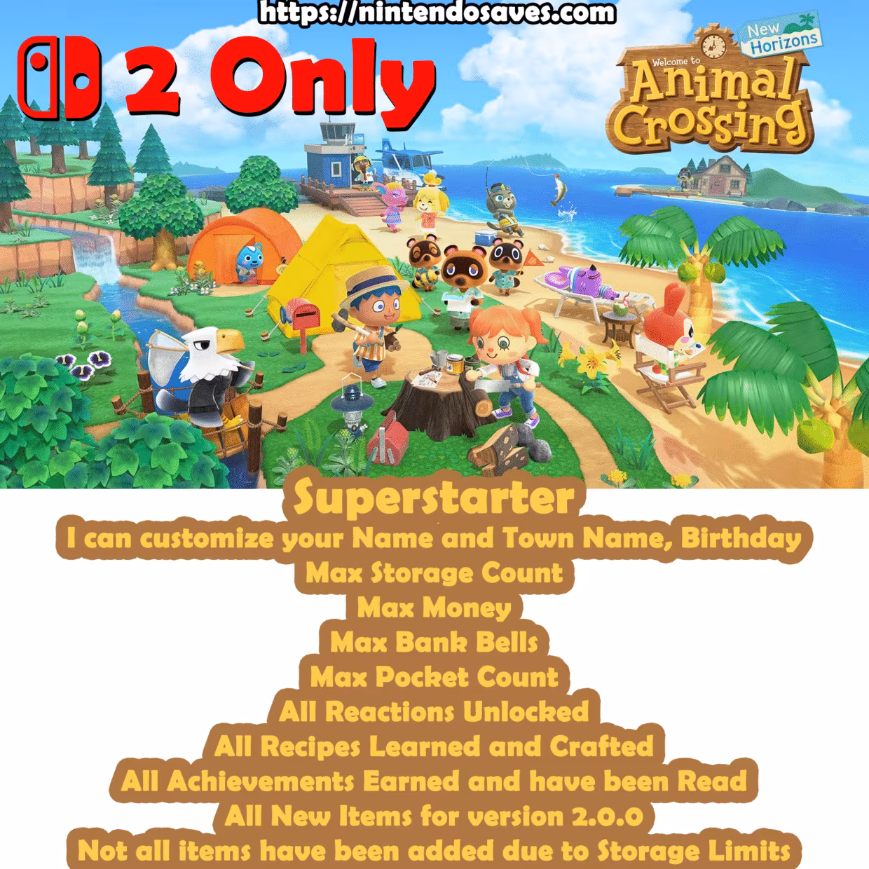 Animal Crossing New Horizons Nintendo Switch 2 cheats save hack