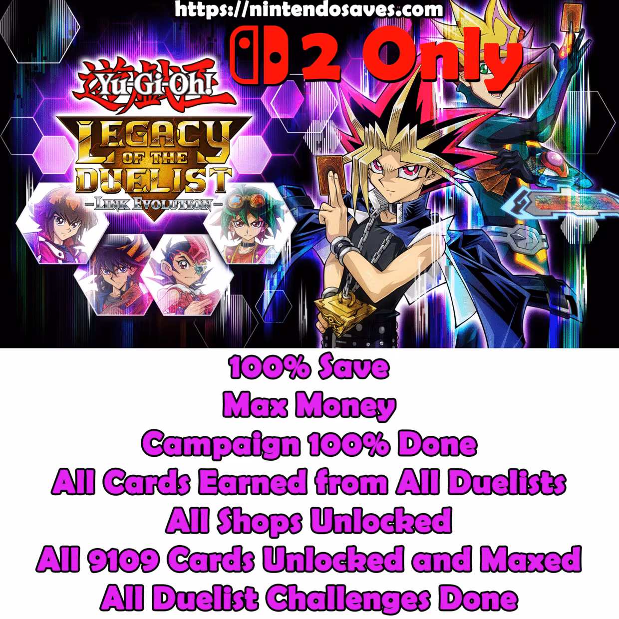 Yu-Gi-Oh! Legacy of the Duelist Link Evolution cheats 100 unlocked save mod nintendo switch 2