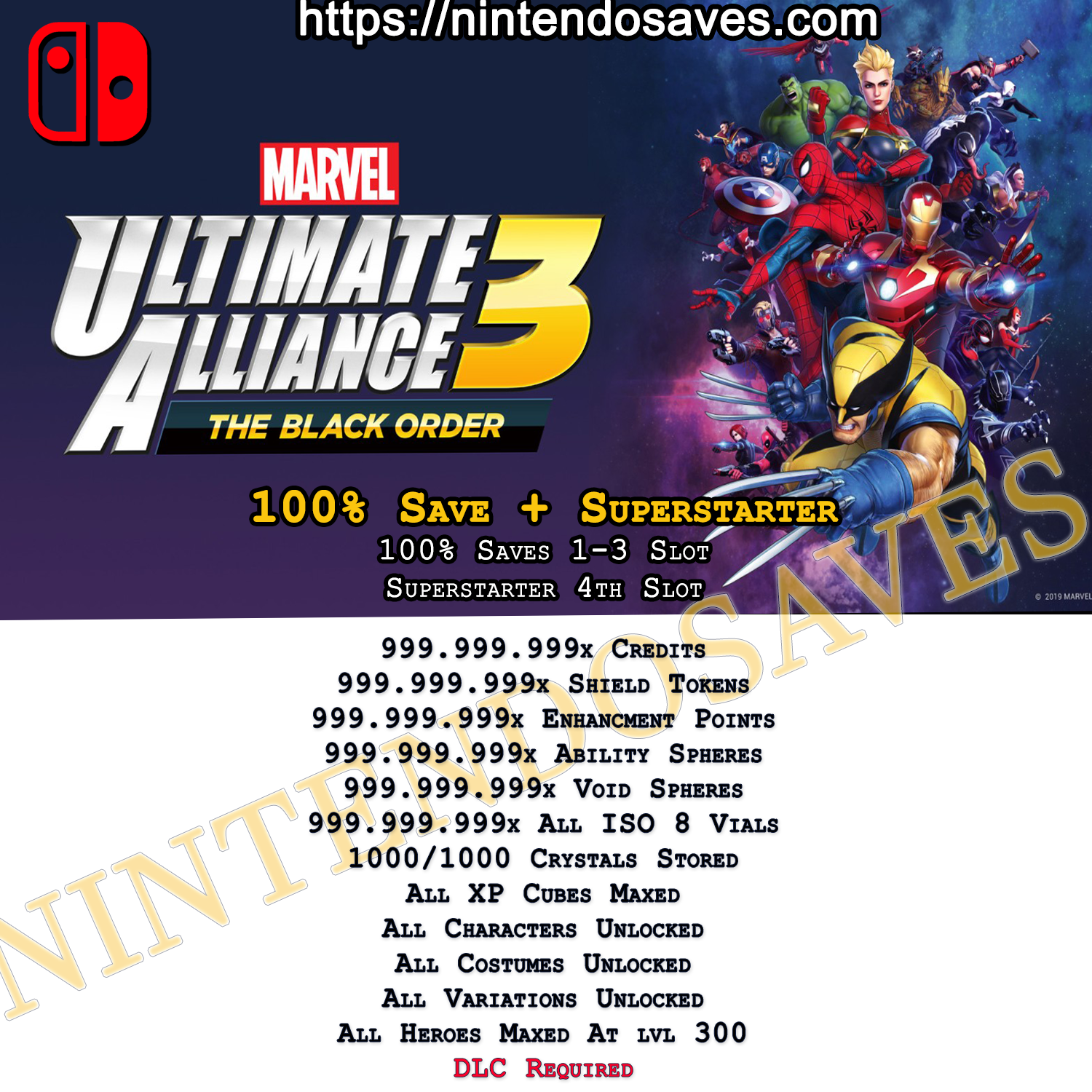Marvel Ultimate Alliance 3 - Nintendo Switch / Steam Save Editing